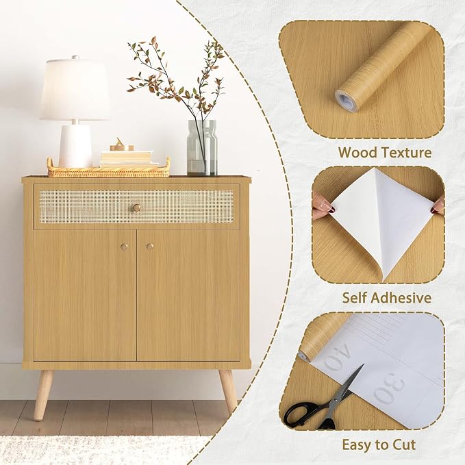 Abyssaly Light Wood Contact Paper Natural Wood Peel and Stick Wallpaper Self - Image 2