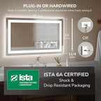 USHOWER LED Bathroom Mirror 40x24 Inch Tempered Glass - Image 7