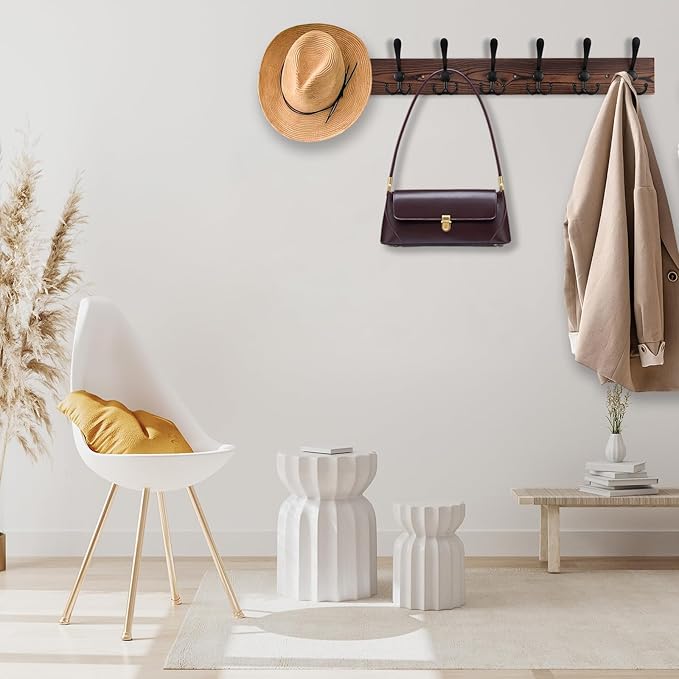 Kuhome 32.2'' Large Coat Rack Wall Mount Coat Hooks Coat Hanger - Image 4
