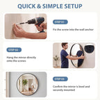 DUMOS 20-Inch Round Wall Mirror, Bathroom Wall Circle Mirror - Image 6