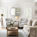 30 Inch Rustic Farmhouse Round Wood Mirror - Image 5