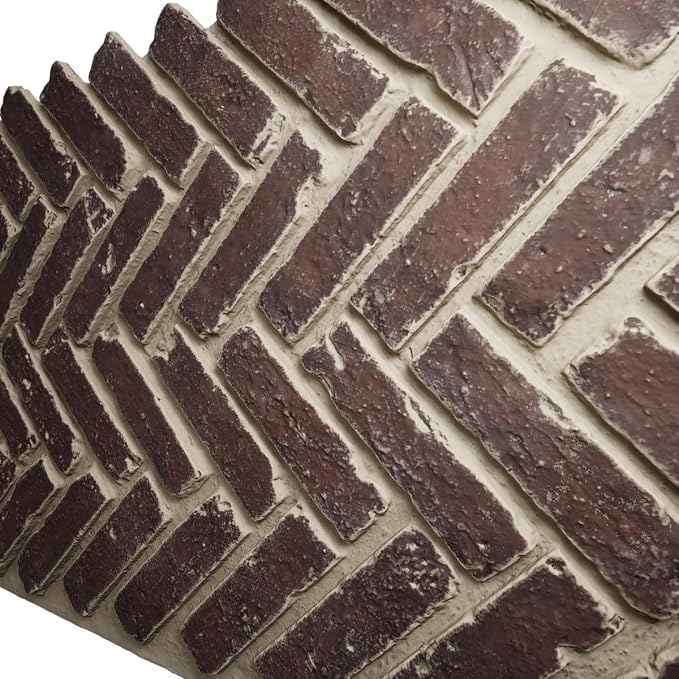 EverStone Herringbone Faux Brick Panel, 46 1/2"W x 25 1/4"H x 1"D, Merlot Color - Image 7