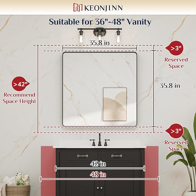 Keonjinn Black Bathroom Mirrors - Image 6