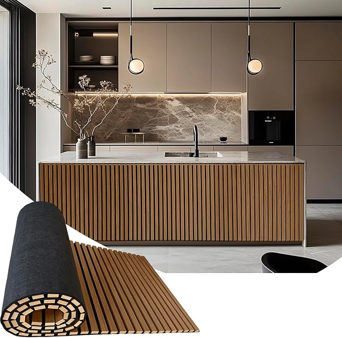 94.5 x 23.6 in Acoustic Wood Wall Panels, 3D Flexible Soundproof Absorbing by Art1