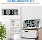 WallarGe Backlight Digital Wall Clock Battery Operated - - Image 7