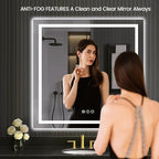 LOAAO 40"X40" LED Mirror for Bathroom, Lighted Bathroom Mirror - Image 2
