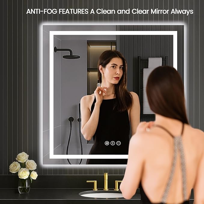 LOAAO 40"X40" LED Mirror for Bathroom, Lighted Bathroom Mirror - Image 2