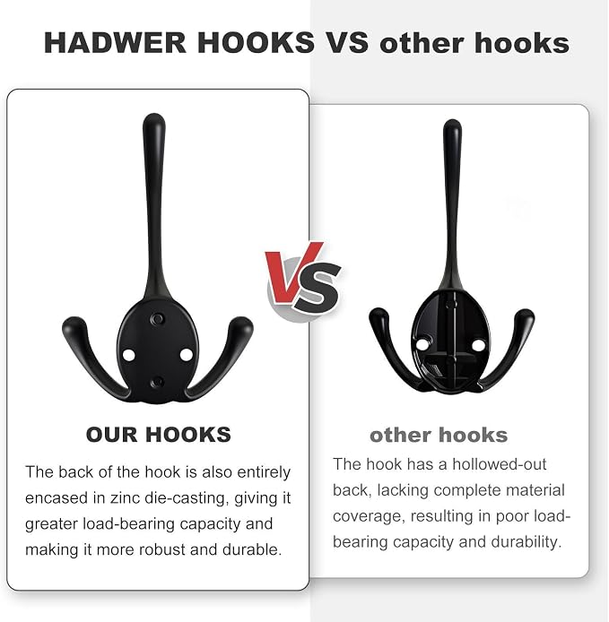 Wall Mounted Coat Hooks 15 Packs Heavy Duty Black Hardware Robe Hooks Decorative - Image 4