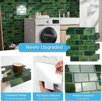 Art3d Peel and Stick Green Wall Tiles – 12"x12" Thicker Design Backsplash - Image 5