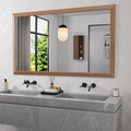 Amorho Bathroom Mirror, 60 X36 Inch Wall Mirror, Walnut Wood Grain Metal Framed by Amorho