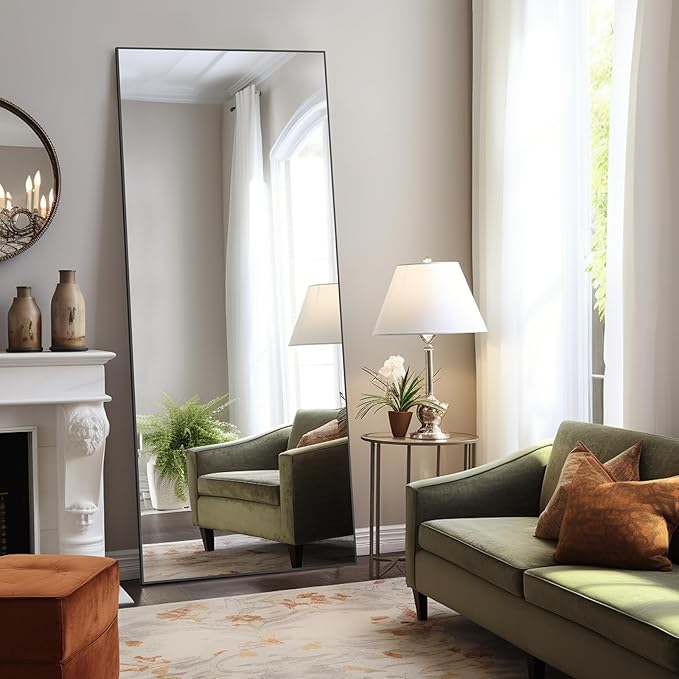 DUMOS Full Length Mirror with Stand 70.4"x25.6" Floor Standing Aluminum Frame by DumosLifestyle