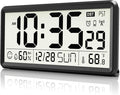 EASYERA 15'' Large Digital Wall Clock Battery Operated, Atomic Clock by EASYERA