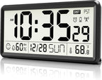 EASYERA 15'' Large Digital Wall Clock Battery Operated, Atomic Clock by EASYERA