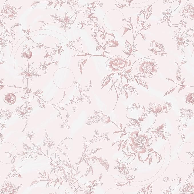 Ismoon Peel and Stick Wallpaper Floral Pink Stick on Wall Paper Vintage French by Ismoon