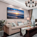 Wapluam Large Canvas Wall Art Sunset Beach Painting Picture Print on Canvas - Image 2