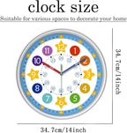 XFM Blue Kids Wall Clock 14 Inch Silent Non Ticking Quartz Battery Operated - Image 6