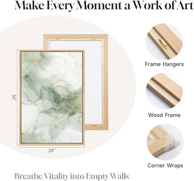 Framed Sage Green Abstract Wall Art - Image 6