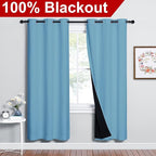 NICETOWN 100% Blackout Window Curtain Panels, Teal Blue, 2 Pieces, 42-inch Wide - Image 2
