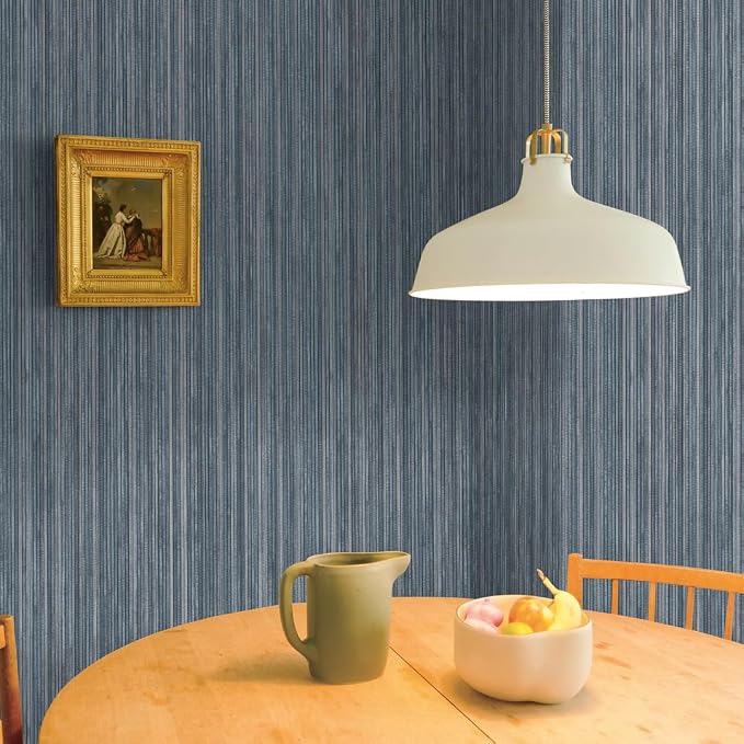 Tempaper Blue Textured Faux Grasscloth Removable Peel and Stick Wallpaper - Image 3