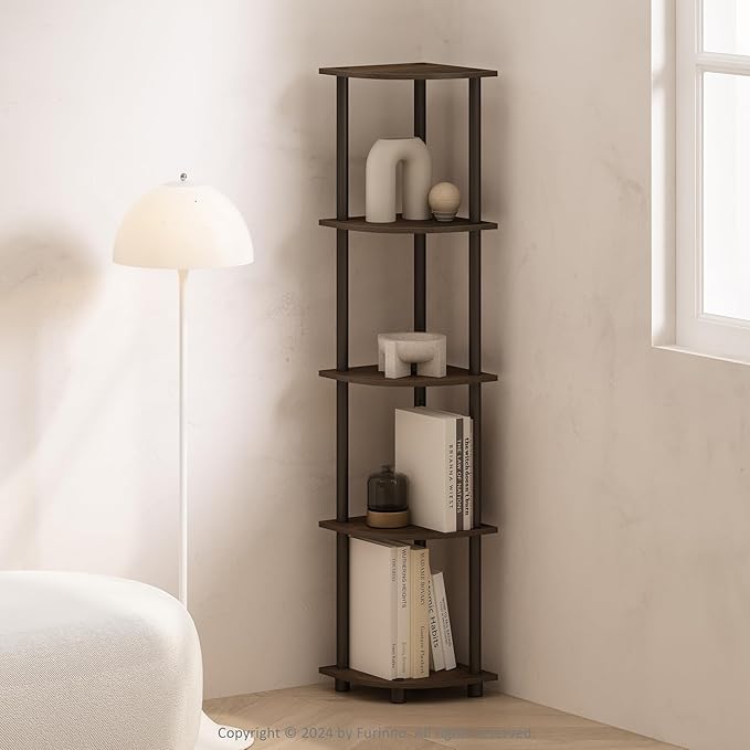 Furinno Turn-N-Tube Storage Shelves, 5-Tier Book Shelf, Corner Shelf, Toolless by Furinno-FitsYourSpaceFitsYourBudget