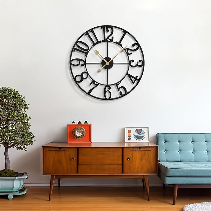 LEIKE Large Wall Clocks, Non Ticking, Battery Operated Big Retro Round Modern - Image 6