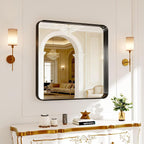 Bathroom Mirror for Wall, 30 Inch Square Mirror, Matte Black Metal Framed - Image 8
