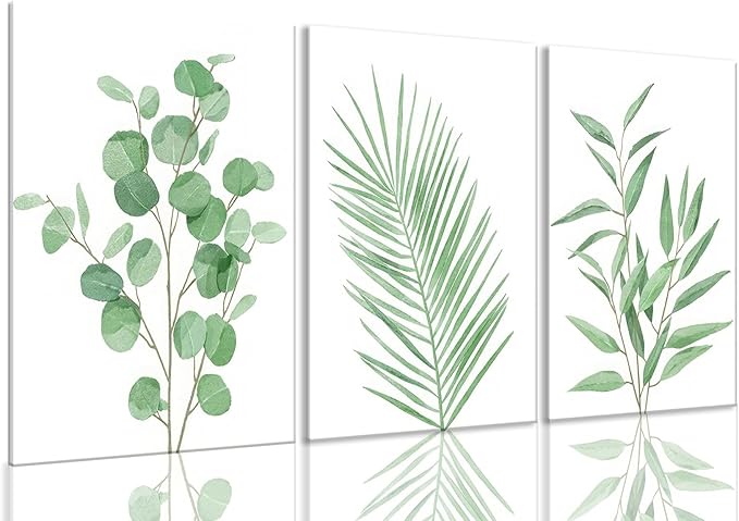 Bwodke Botanical Wall Art Plant Floral Watercolor Poster Canvas Prints Set of 3 by Bwodke