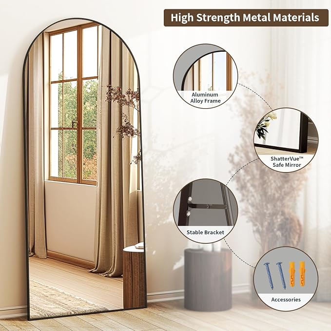 XRAMFY 56"x21" Arched Full Length Mirror Floor Mirrors - Image 7