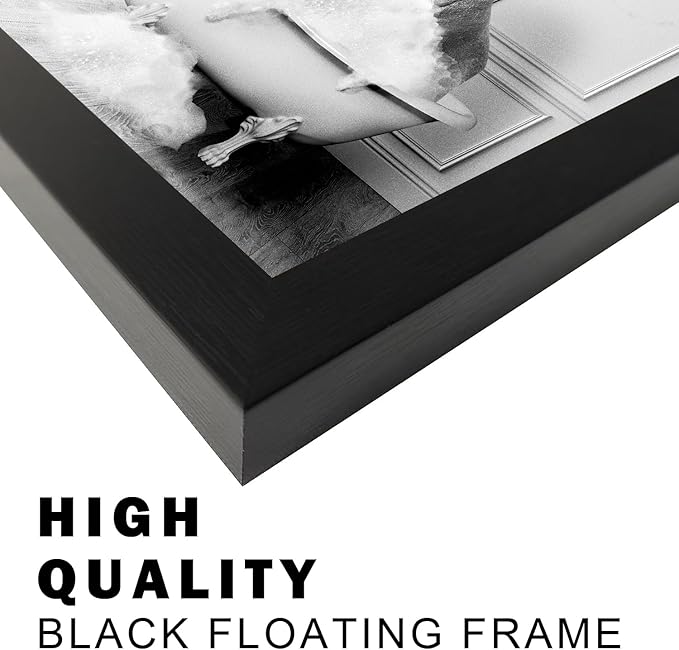 Framed Bathroom Art Wall Decor Elephant in Bathtub Decor Funny Black and White - Image 5