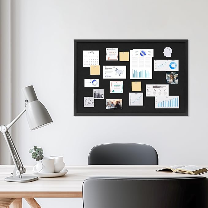 DAHAPYBOO Cork Board with Linen Black, Bulletin Board 30"x20", Corkboards - Image 3