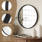 WallBeyond Black Round Wood Mirror 24 inch Circle Wall Mirror - Image 4