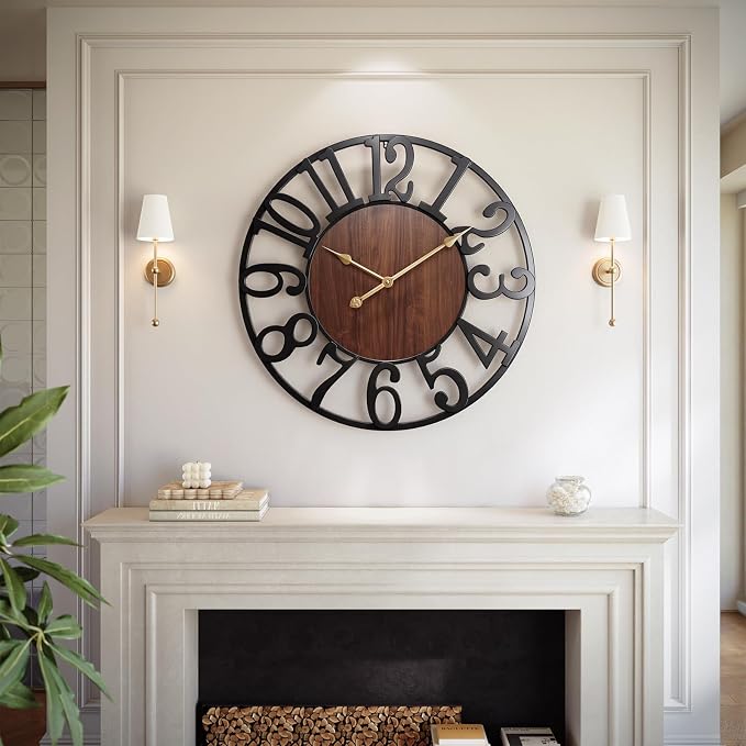 Vantic 32 Inch Large Wall Clock, Arabic Numeral Wood Oversized Wall Clocks by Vantic