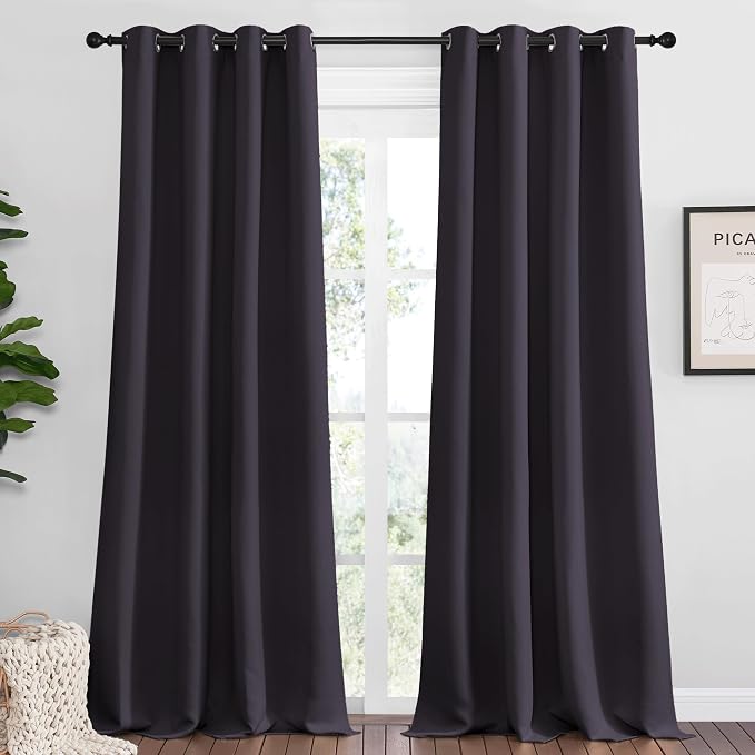 NICETOWN Greyish Purple Blackout Curtains 90 inches Length by NICETOWN
