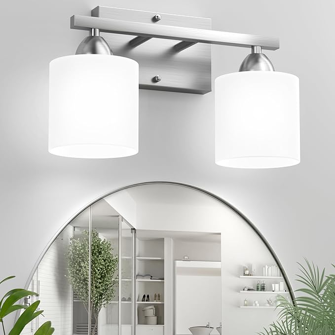 Bathroom Lighting Fixtures Over Mirror Brushed Nickel, Anti-Rust 2-Light by Dekang