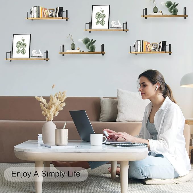 Floating Shelves, 24 Inches, Wall Mounted, Rustic Wood - Image 2