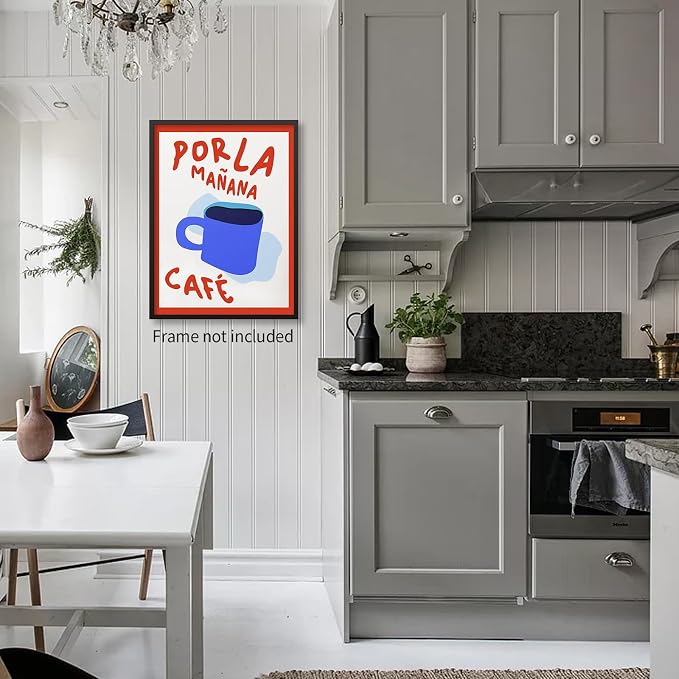 PDFI Kitchen Wall Art Por La Mañana Cafe Print Vintage Coffee Artwork Pictures - Image 4