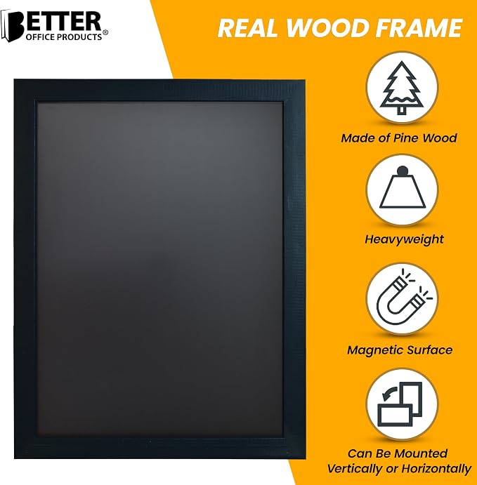 Magnetic Wall Chalkboard, Large Size 18" x 24", Rustic Wood Frame, Chalkboard - Image 2