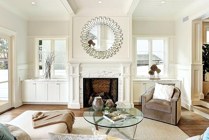 Chende 40'' Large Round Mirror, Modern 3D Decoratiave Wall Mirror - Image 8