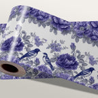 Blue Purple Floral Bird Wallpaper Border 196x4 Inch Peel and Stick Wall Border by IOHEFY