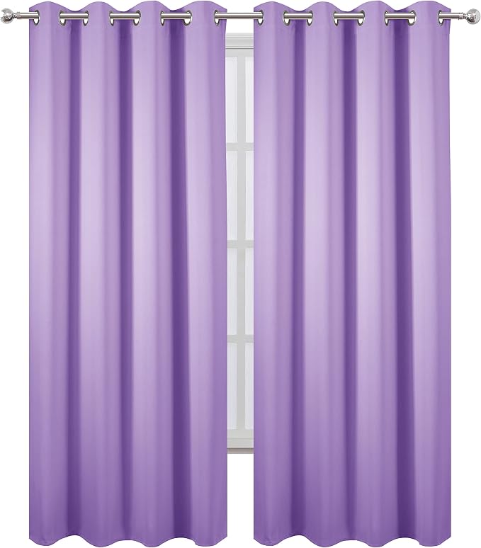 LEMOMO Lilac Blackout Curtains 52 x 84 inch/Lavender Curtains Set of 2 - Image 2