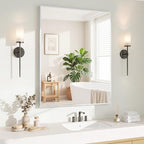Koonmi Silver Rectangle Wall Mirror, 30x36 Inch Bathroom Mirror, Aluminum Frame by KOONMI