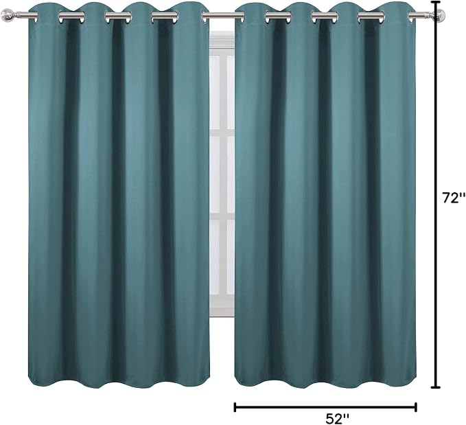 LEMOMO Sea Teal Thermal Blackout Curtains/52 x 72 Inch/Set of 2 Panels Room - Image 10