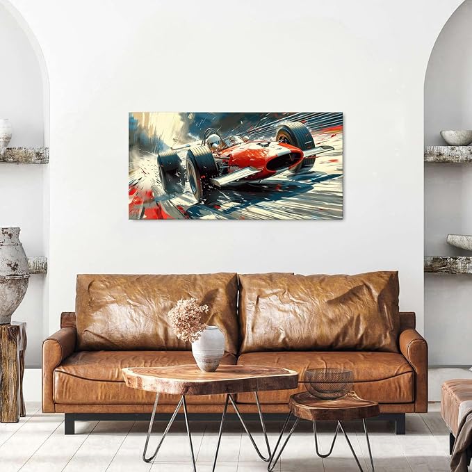 Large Abstract Car Posters F1 Wall Art Vintage Formula 1 Racing Canvas Prints - Image 2