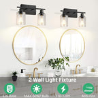 ShineTech 2-Light Bathroom Vanity Light Fixtures, Modern Wall Lighting - Image 2