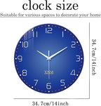 XNM Blue Simple Glass Wall Clocks Battery Operated 14 Inch Modren Minimalist - Image 3