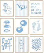 9Pcs Coastal Granddaughter Wall Art Posters Blue Oyster Bikini 8 Ball Leopard by LOARTVEART
