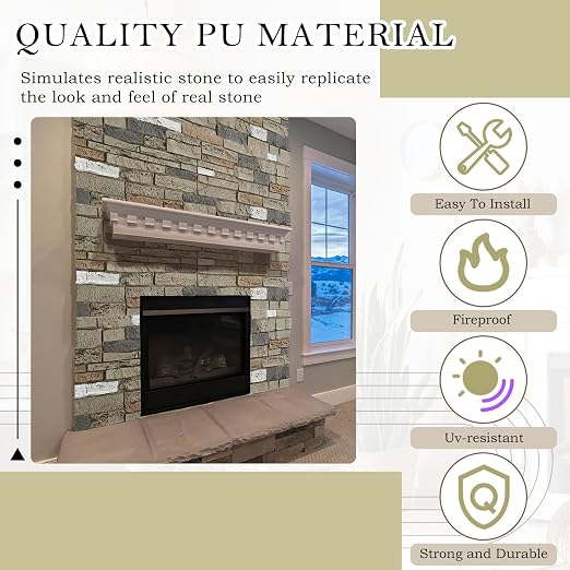 3 Pack Faux Stone Panels Interior 45.6''l x 11.8''h x 0.98''d Faux Siding - Image 3