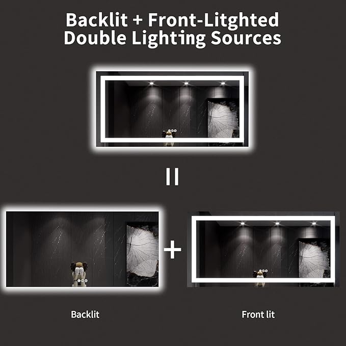 LOAAO 60X30 LED Bathroom Mirror - Image 6