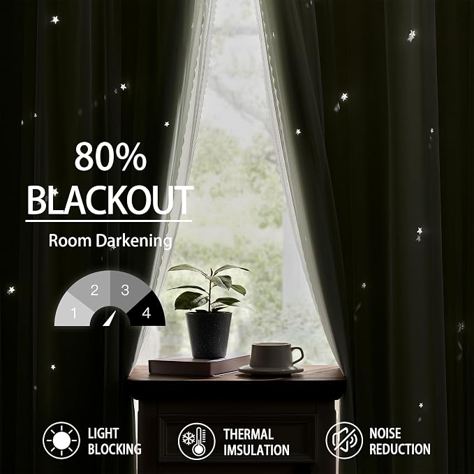 XiDi Green Curtains for Bedroom, Girls Room Blackout Curtains, Kids Room - Image 7
