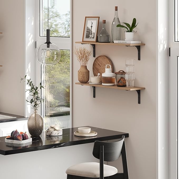 DINZI LVJ Long Wall Shelves, 31.5 Inch Wall Mounted Shelves Set of 2, - Image 5